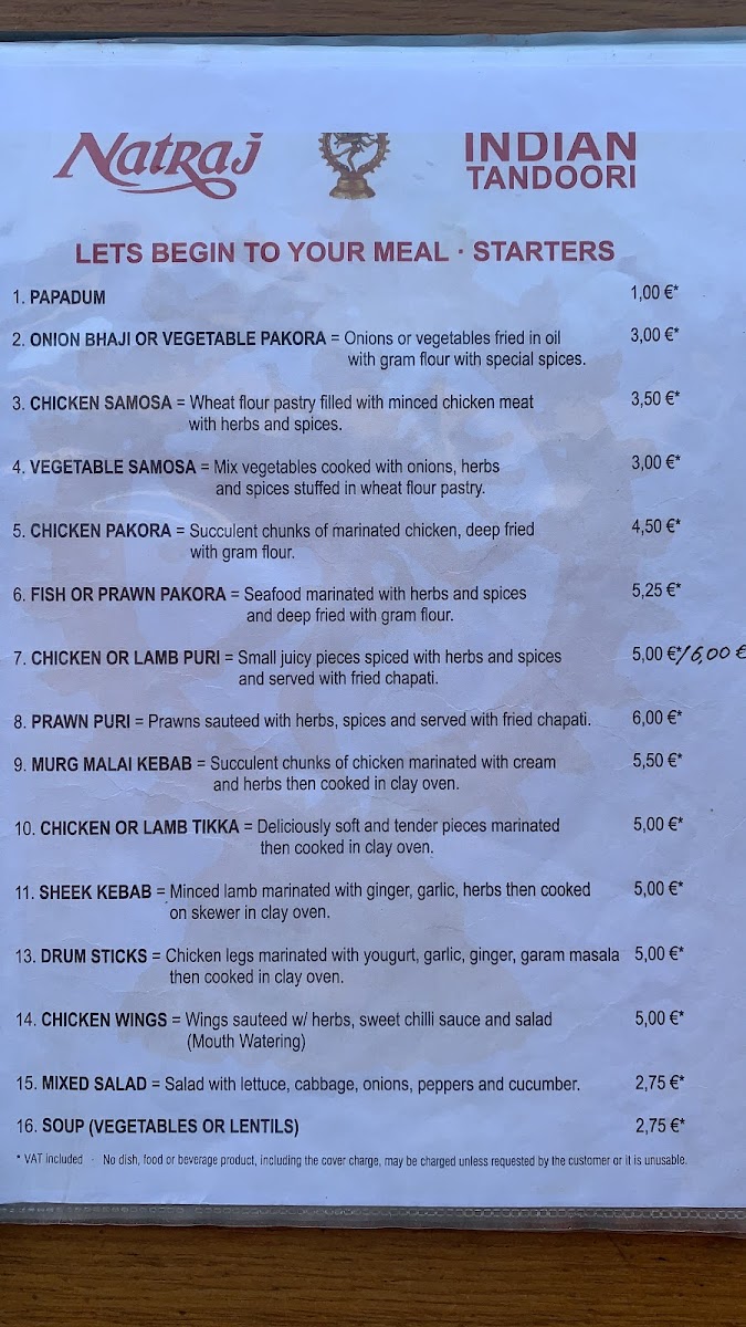 Menu Natraj Indian Tandoori-6